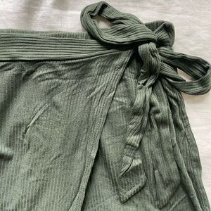 Ribbed Wrap Mini Skirt